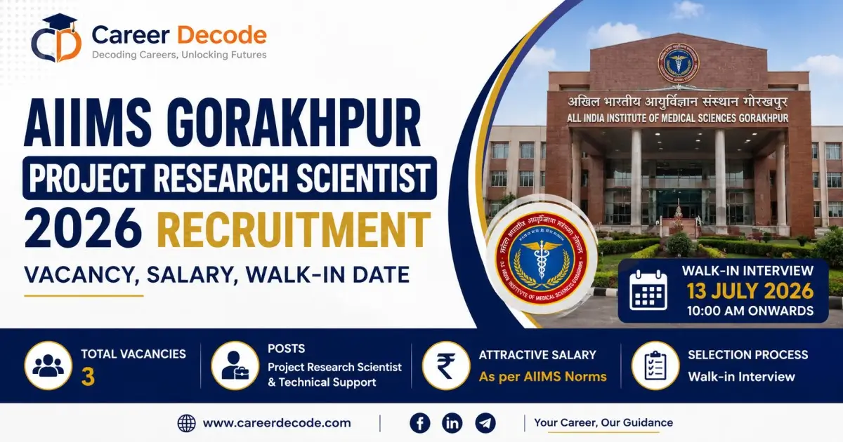 AIIMS Gorakhpur Project Research Scientist 2026 Recruitment - Vacancy, Salary, Walk-in Date