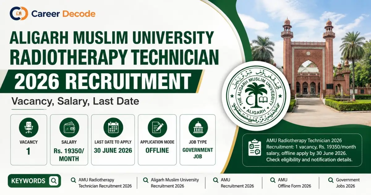Aligarh Muslim University Radiotherapy Technician 2026 Recruitment - Vacancy, Salary, Last Date