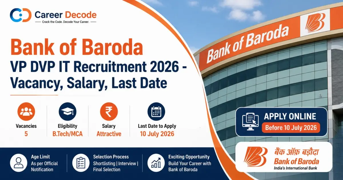 Bank of Baroda VP DVP IT Recruitment 2026 - Vacancy, Salary, Last Date