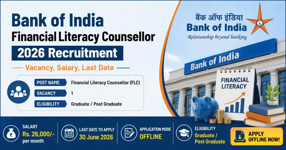 Bank of India Financial Literacy Counsellor 2026 Recruitment - Vacancy, Salary, Last Date