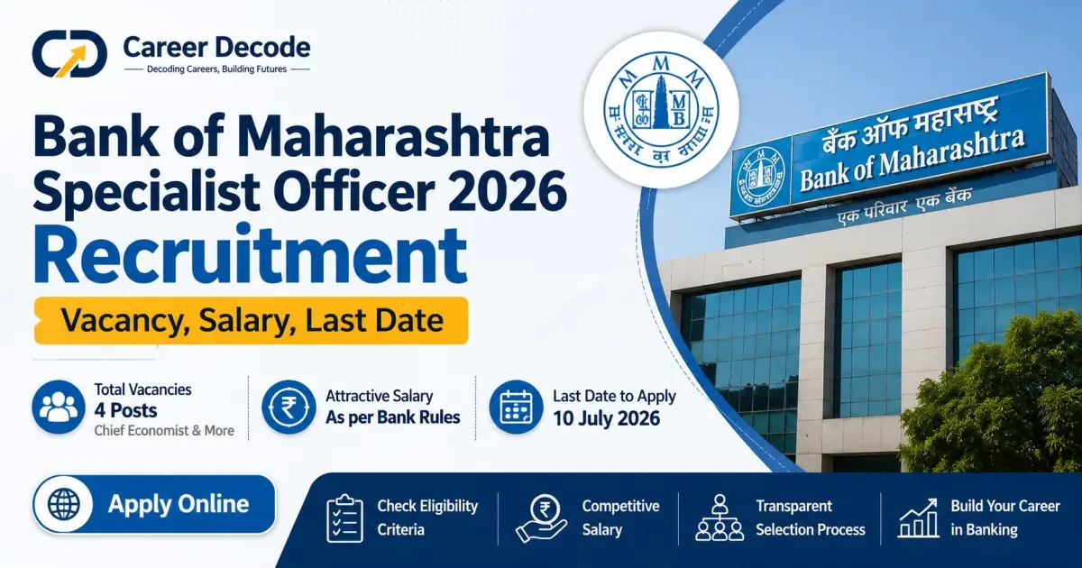 Bank of Maharashtra Specialist Officer 2026 Recruitment - Vacancy, Salary, Last Date