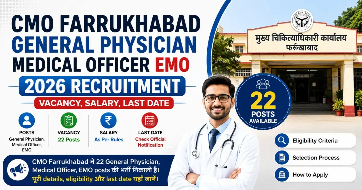 CMO Farrukhabad General Physician Medical Officer EMO 2026 Recruitment - Vacancy, Salary, Last Date