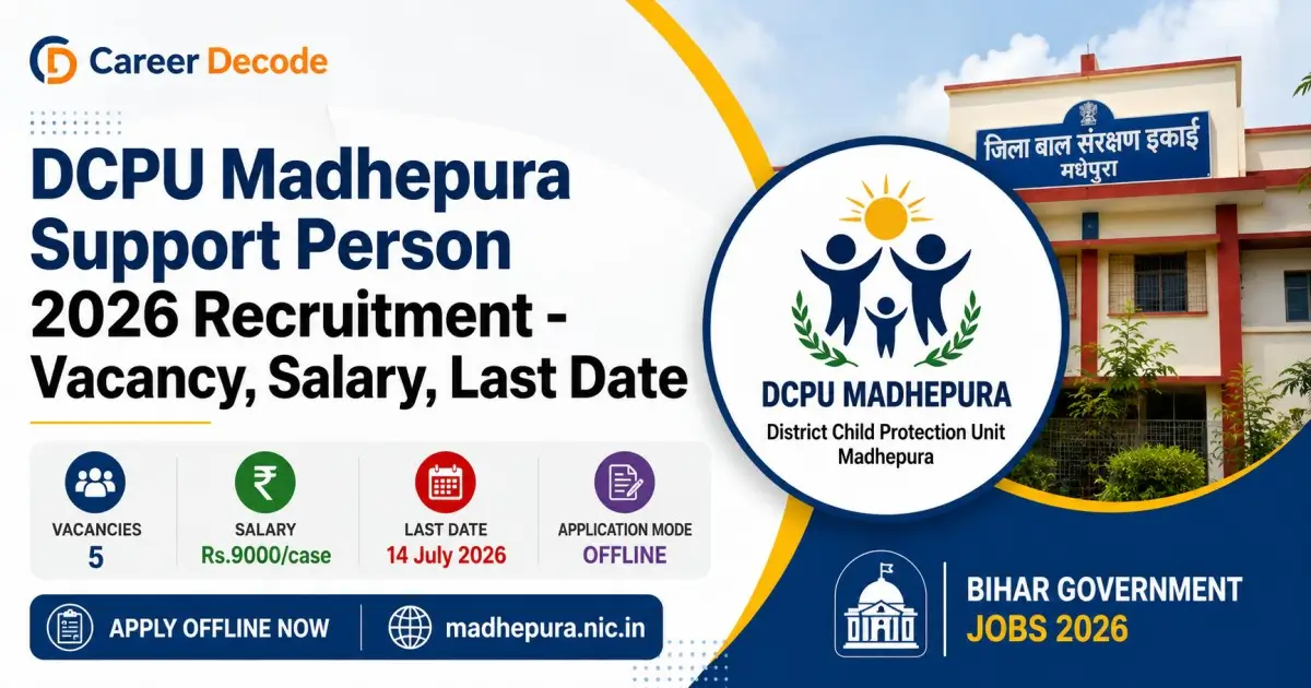 DCPU Madhepura Support Person 2026 Recruitment - Vacancy, Salary, Last Date