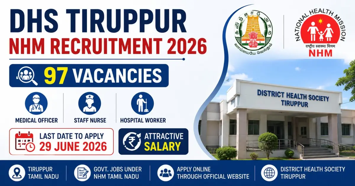 DHS Tiruppur NHM Recruitment 2026 - 97 Vacancies, Salary, Last Date