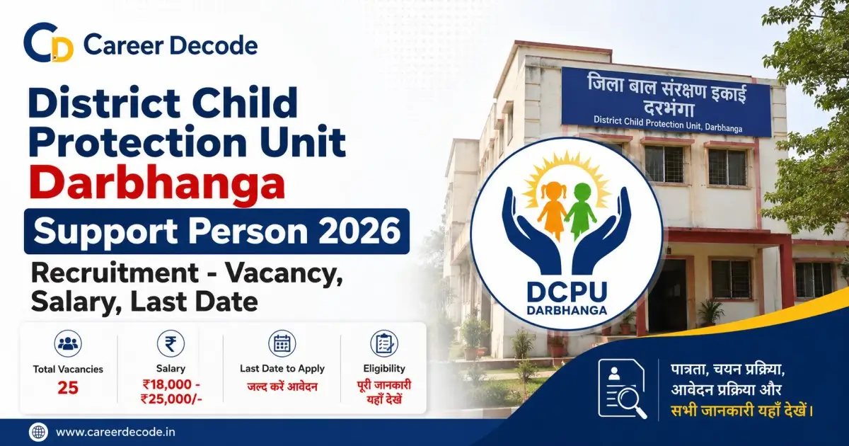 District Child Protection Unit Darbhanga Support Person 2026 Recruitment - Vacancy, Salary, Last Date
