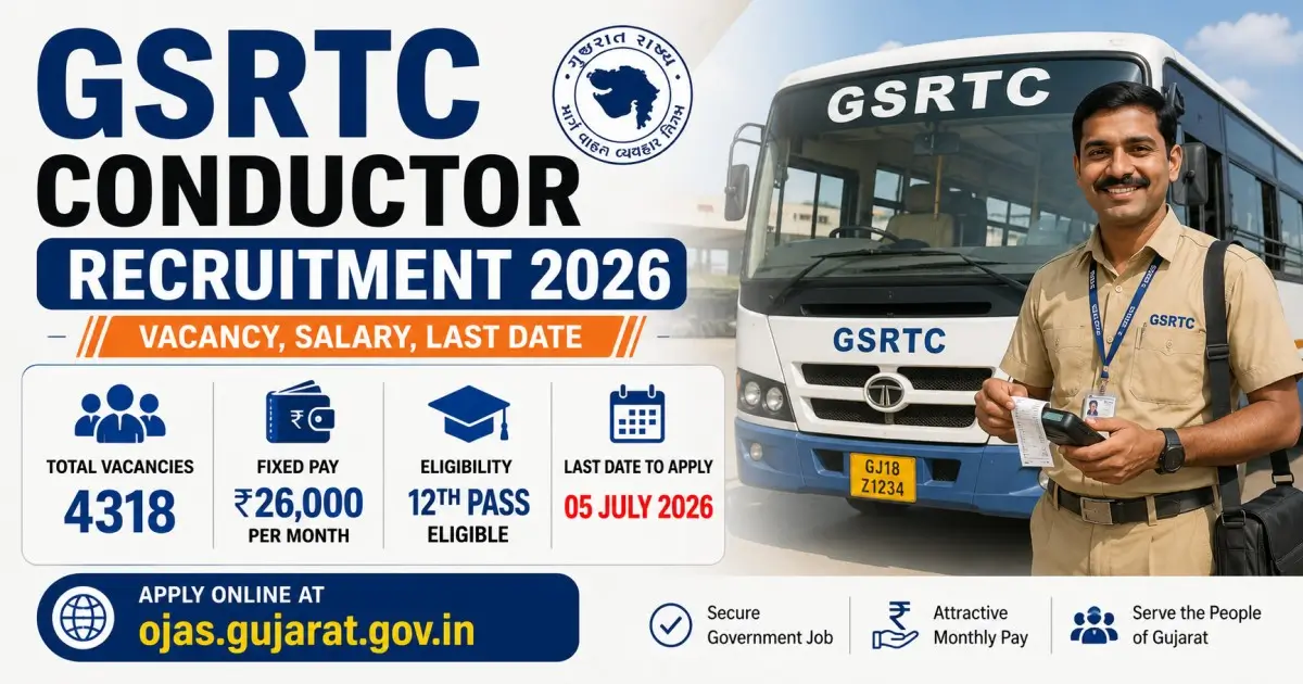 GSRTC Conductor Recruitment 2026 - Vacancy, Salary, Last Date