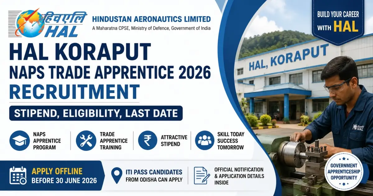 HAL Koraput NAPS Trade Apprentice 2026 Recruitment - Stipend, Eligibility, Last Date