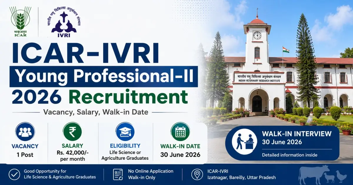 ICAR-IVRI Young Professional-II 2026 Recruitment - Vacancy, Salary, Walk-in Date