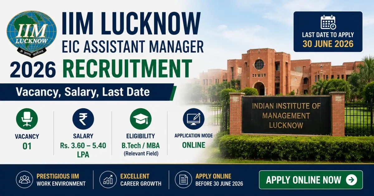 IIM Lucknow EIC Assistant Manager 2026 Recruitment - Vacancy, Salary, Last Date