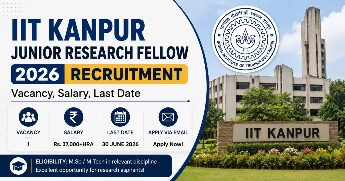IIT Kanpur Junior Research Fellow 2026 Recruitment - Vacancy, Salary, Last Date