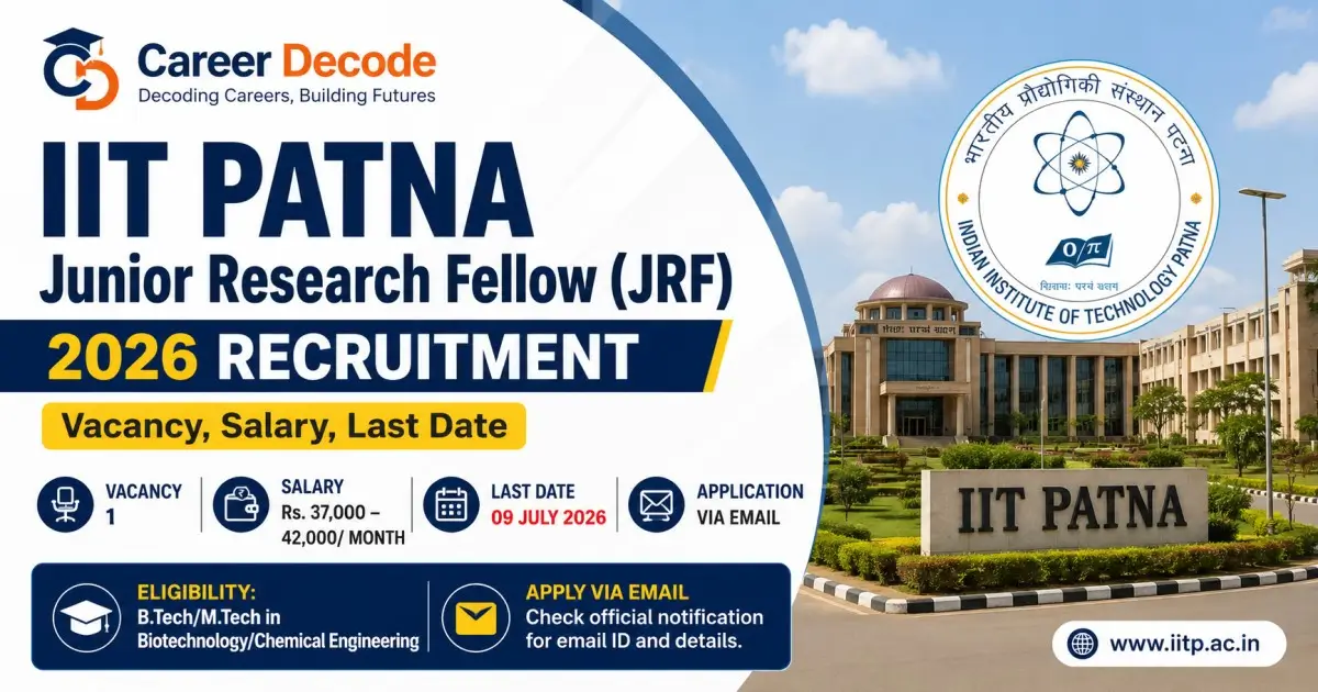 IIT Patna Junior Research Fellow (JRF) 2026 Recruitment - Vacancy, Salary, Last Date