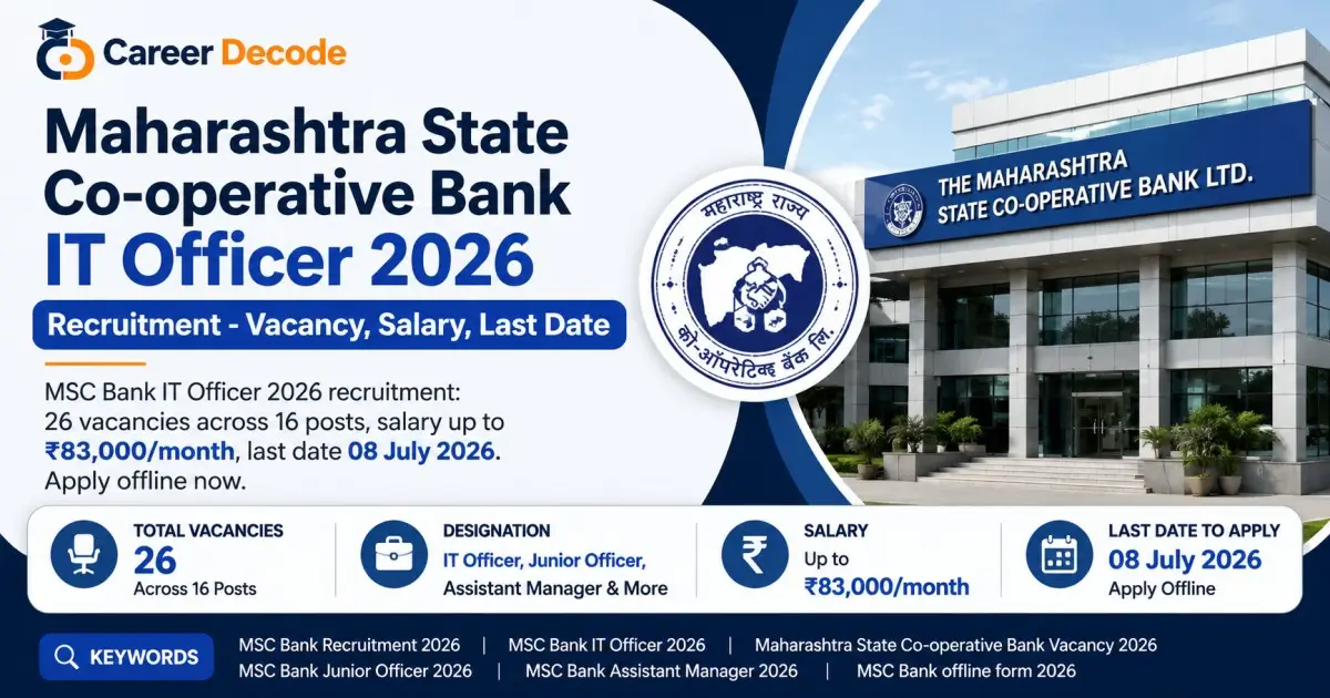 Maharashtra State Co-operative Bank IT Officer 2026 Recruitment - Vacancy, Salary, Last Date