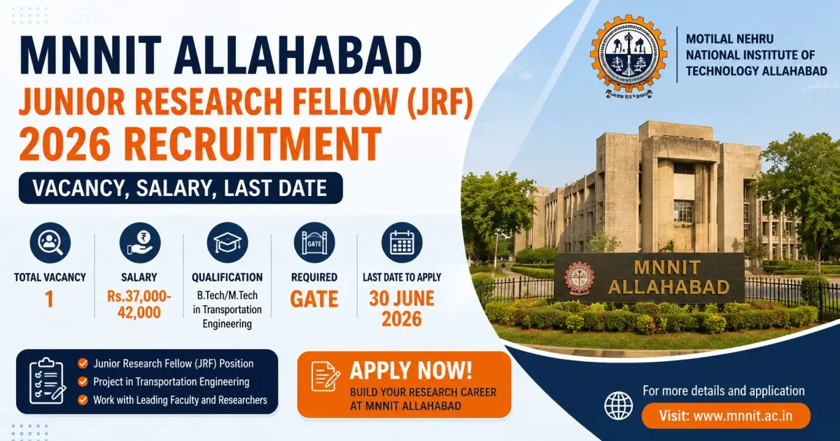 MNNIT Allahabad Junior Research Fellow (JRF) 2026 Recruitment - Vacancy, Salary, Last Date