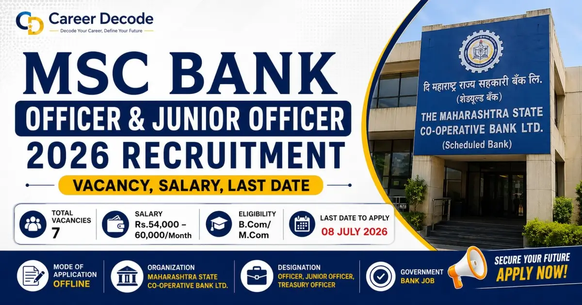 MSC Bank Officer & Junior Officer 2026 Recruitment - Vacancy, Salary, Last Date