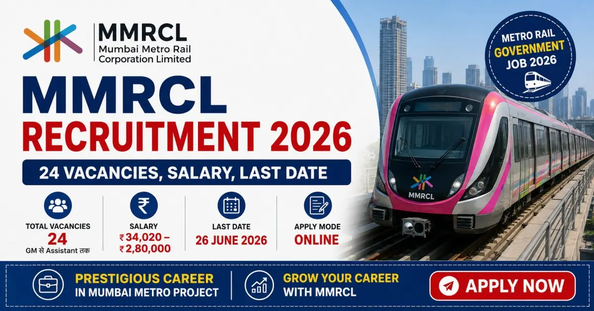 Mumbai Metro Rail Corporation Limited MMRCL Recruitment 2026 - 24 Vacancies, Salary, Last Date