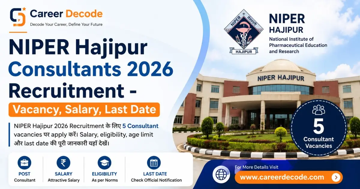 NIPER Hajipur Consultants 2026 Recruitment - Vacancy, Salary, Last Date