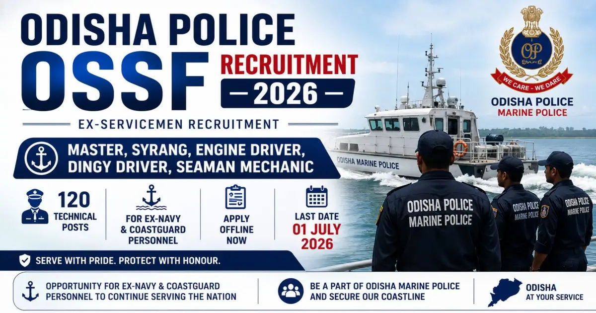 Odisha Police OSSF Recruitment 2026 - Master, Syrang, Engine Driver, Dingy Driver, Seaman Mechanic Vacancy
