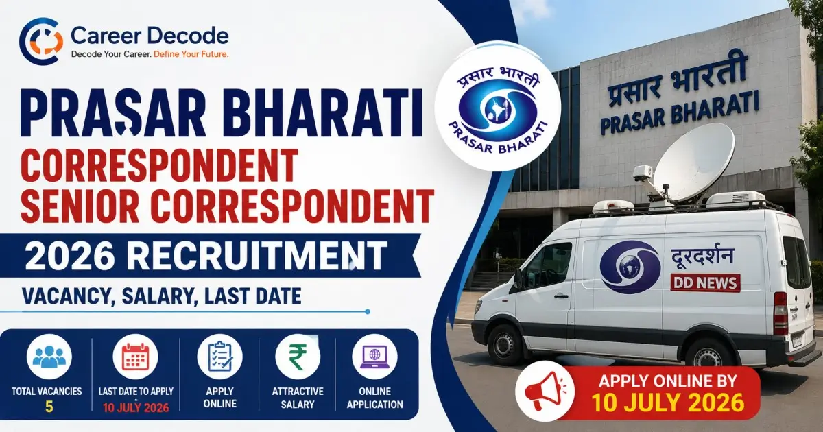 Prasar Bharati Correspondent Senior Correspondent 2026 Recruitment - Vacancy, Salary, Last Date