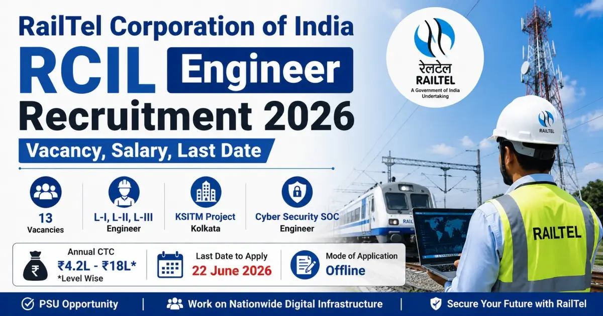 RailTel Corporation of India RCIL Engineer Recruitment 2026 - Vacancy, Salary, Last Date