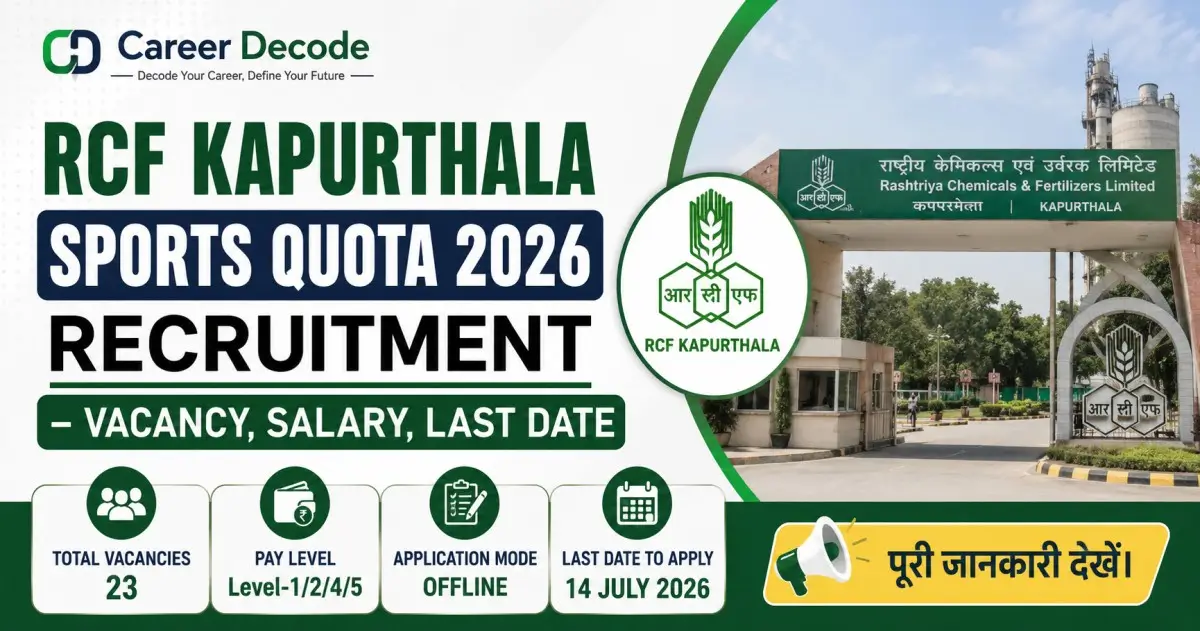 RCF Kapurthala Sports Quota 2026 Recruitment - Vacancy, Salary, Last Date