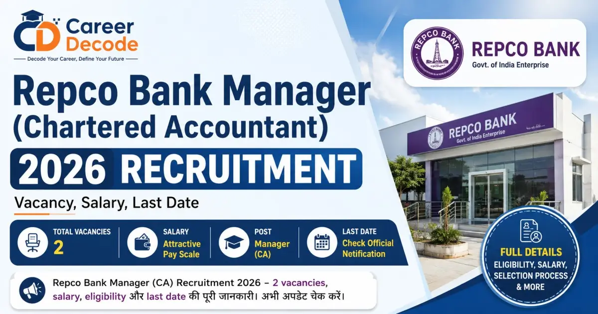 Repco Bank Manager (Chartered Accountant) 2026 Recruitment - Vacancy, Salary, Last Date