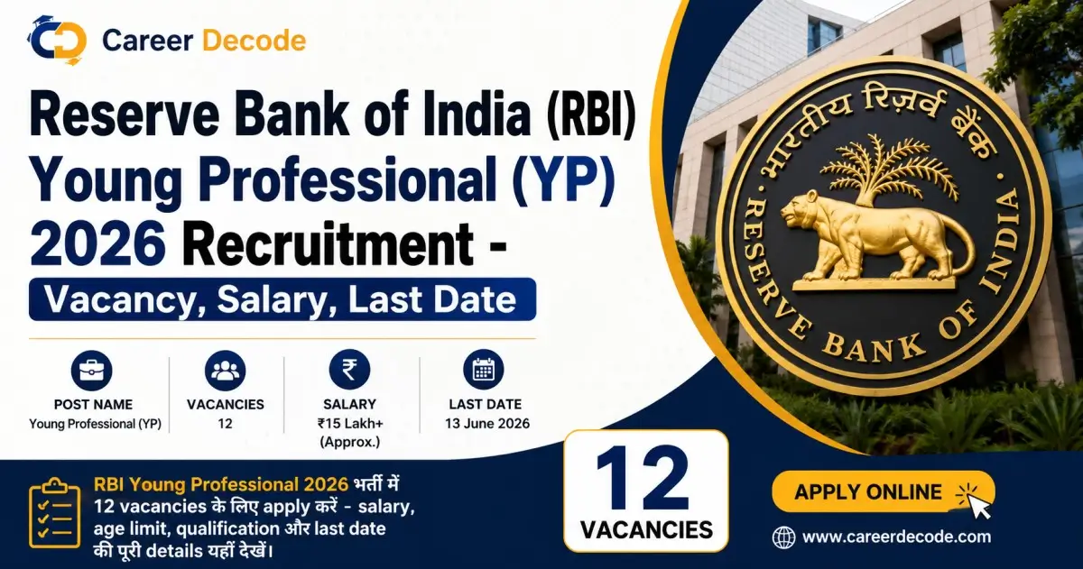 Reserve Bank of India (RBI) Young Professional (YP) 2026 Recruitment - Vacancy, Salary, Last Date