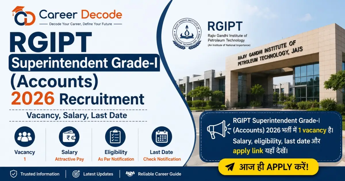 RGIPT Superintendent Grade-I (Accounts) 2026 Recruitment - Vacancy, Salary, Last Date