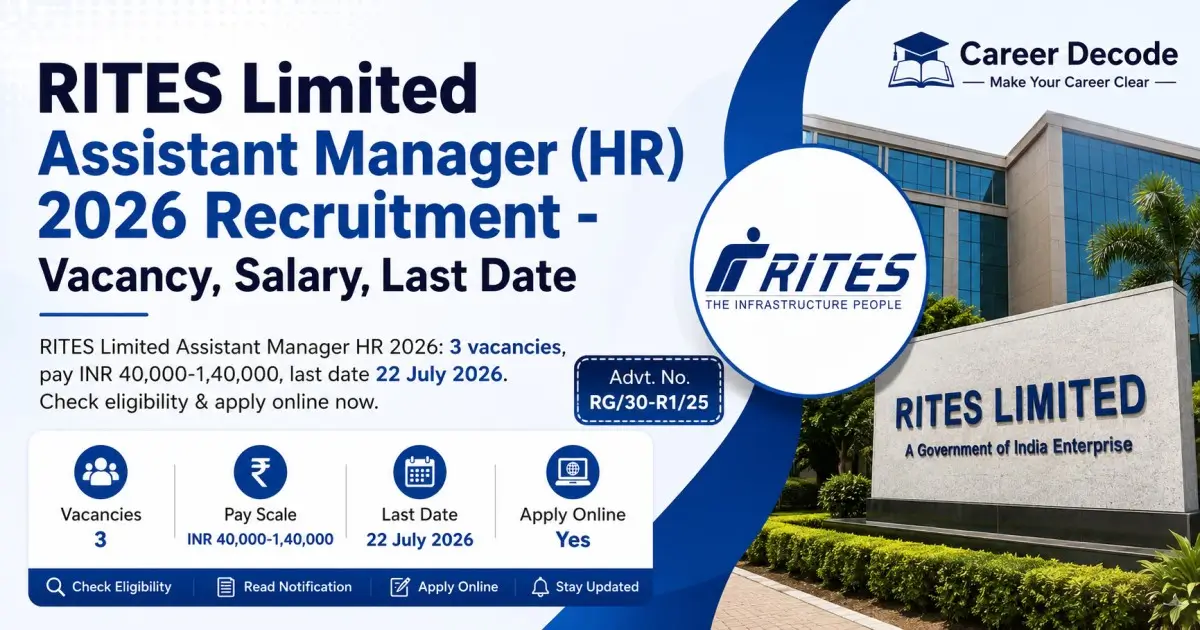 RITES Limited Assistant Manager (HR) 2026 Recruitment - Vacancy, Salary, Last Date