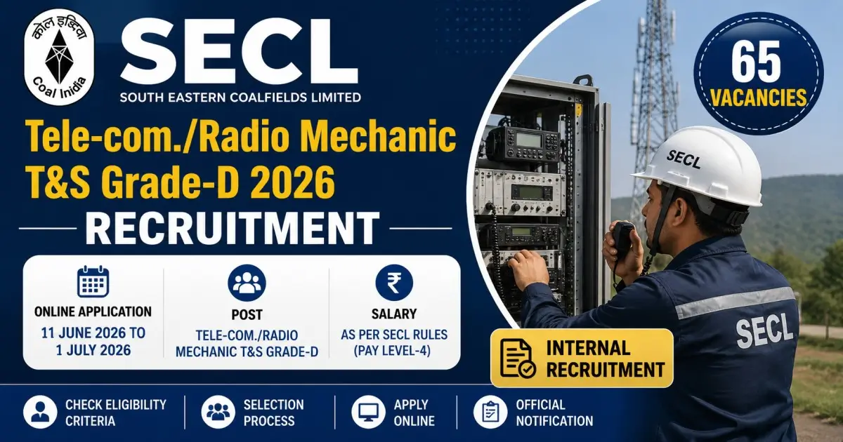 SECL Tele-com./Radio Mechanic T&S Grade-D 2026 Recruitment - Vacancy, Salary, Last Date