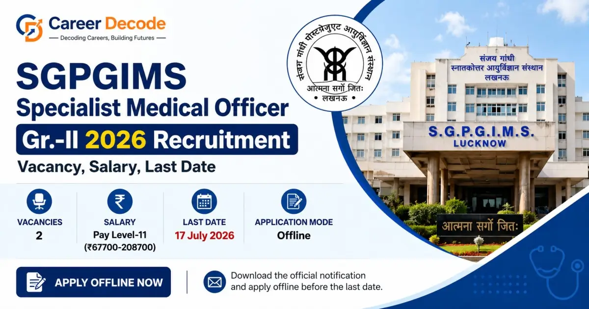 SGPGIMS Specialist Medical Officer Gr.-II 2026 Recruitment - Vacancy, Salary, Last Date