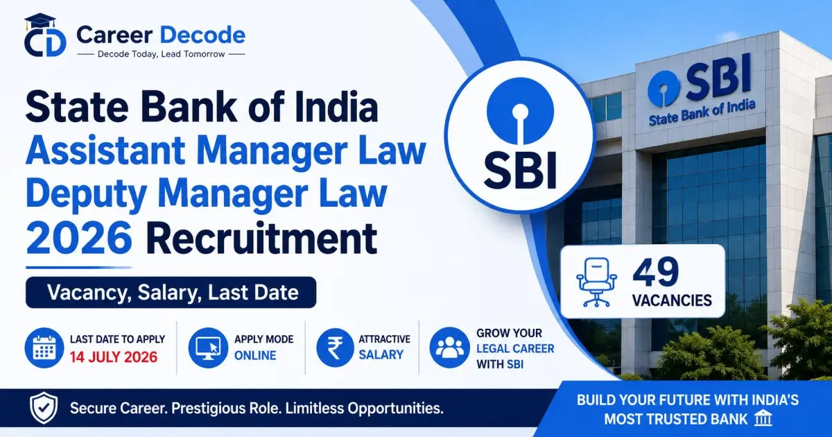 State Bank of India Assistant Manager Law Deputy Manager Law 2026 Recruitment - Vacancy, Salary, Last Date