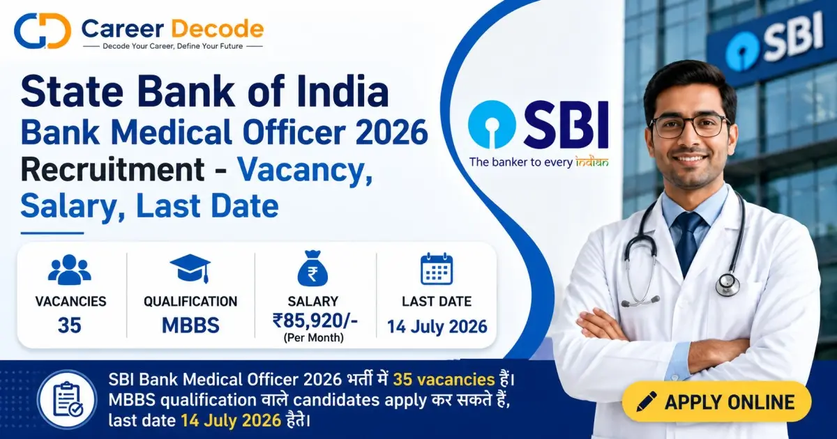 State Bank of India Bank Medical Officer 2026 Recruitment - Vacancy, Salary, Last Date