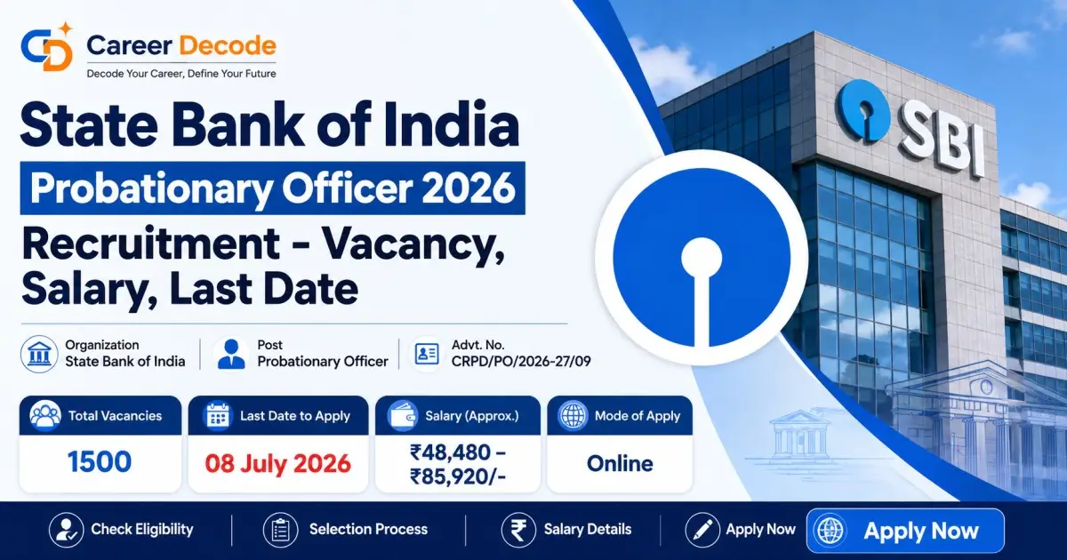 State Bank of India Probationary Officer 2026 Recruitment - Vacancy, Salary, Last Date