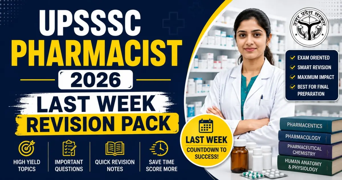 UPSSSC Pharmacist 2026 Last Week Revision Pack